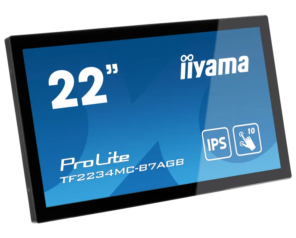 22" iiyama TF2234MC-B7AGB: IPS, FullHD, capacitive, 10P, 350cd/m2, VGA, HDMI, DP, IP65, černý
