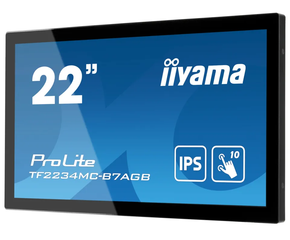 22" iiyama TF2234MC-B7AGB: IPS, FullHD, capacitive, 10P, 350cd/m2, VGA, HDMI, DP, IP65, černý