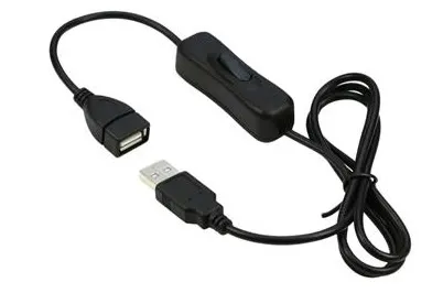PremiumCord USB 2.0 kabel prodlužovací s vypínačem, A male- A female,1m černá