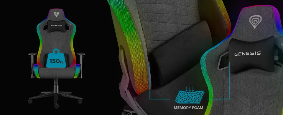 Herní křeslo Genesis TRIT 660, RGB, Šedé