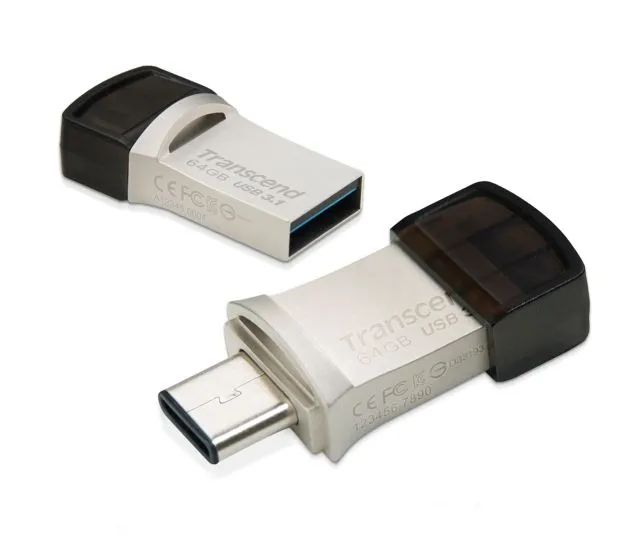 Transcend 64GB JetFlash 890, USB-C/USB 3.1 duální flash disk, malé rozměry, stří