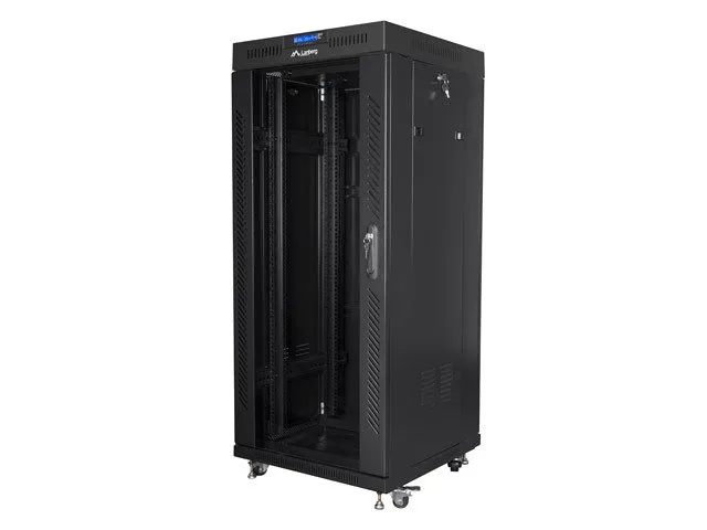 LANBERG Volně stojící skříň 19" 27U/600x600 (v rozloženém stavu) skleněné dveře