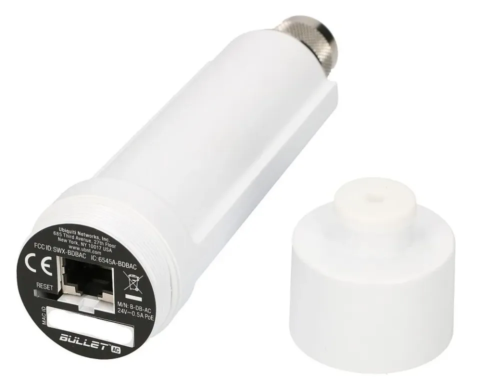 Ubiquiti Bullet AC - PtP/PtMP, 2.4GHz/5GHz, airMAX AC, N-type Male, 1x GbE, PoE 24V