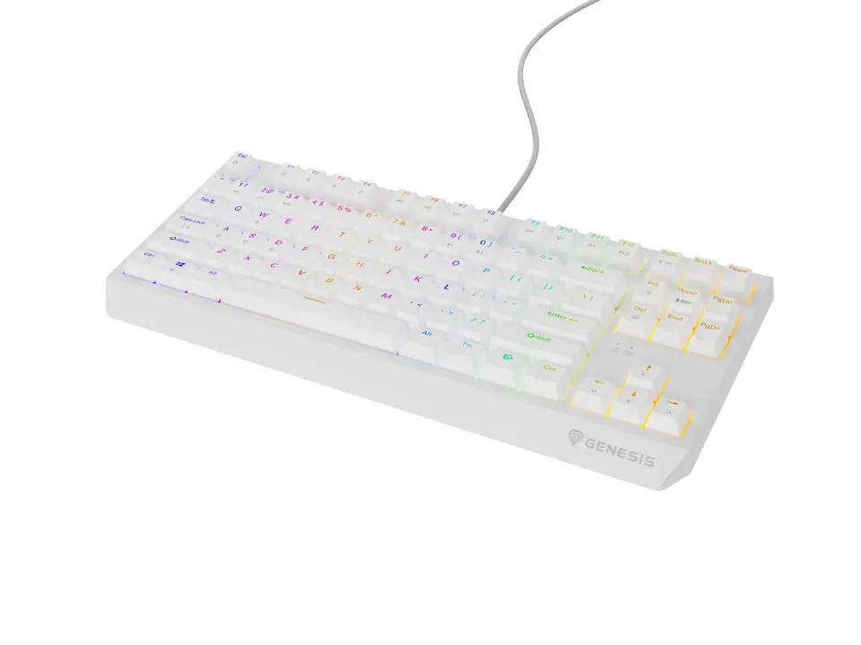 Genesis herní klávesnice THOR 230/TKL/RGB/Outemu Brown/Drátová USB/US layout/Bílá