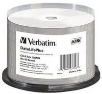 VERBATIM CD-R(50-pack) spindl, AZO 52X,700MB,WHITE WIDE THERMAL PRINTABLE SURFACE NON-ID