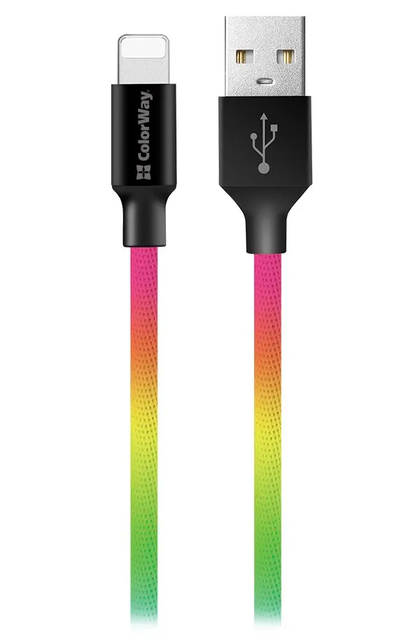 Colorway Datový Kabel USB/ Apple Lightning/ 2.4A/ 1m/ Multicolor
