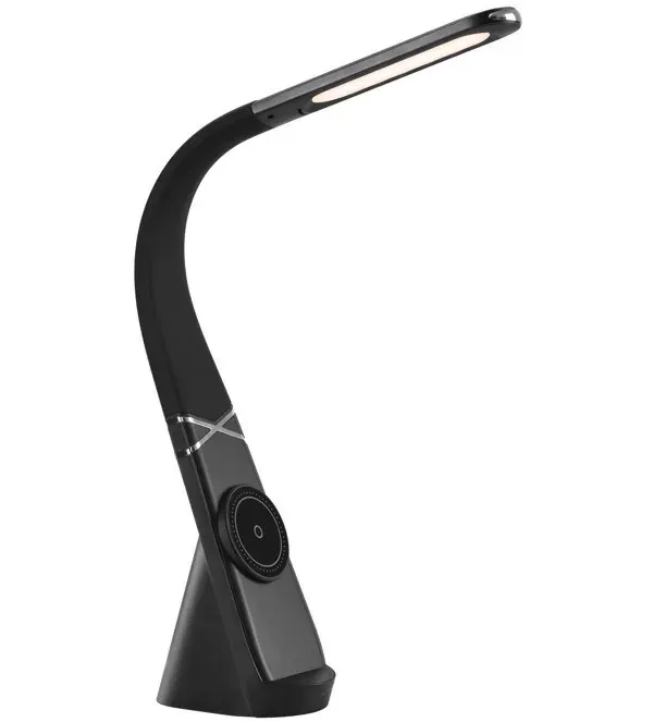 IMMAX LED stolní lampička MAGIC/ magnetické Qi nabíjení/ ohebný krk/ 12,5W/ 9V/2,22A/ 320lm/ USB-C/ černá
