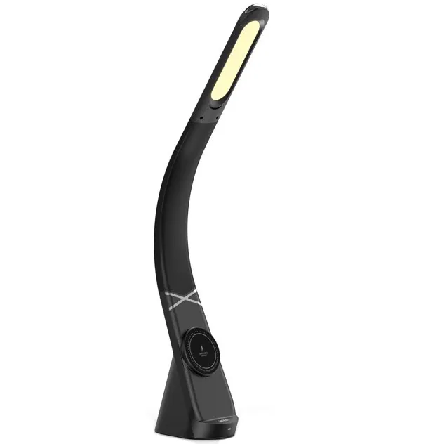 IMMAX LED stolní lampička MAGIC/ magnetické Qi nabíjení/ ohebný krk/ 12,5W/ 9V/2,22A/ 320lm/ USB-C/ černá