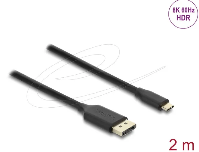 Delock Kabel USB Type-C na DisplayPort (DP Alt Mód) 8K 60 Hz s funkcí HDR 2 m če