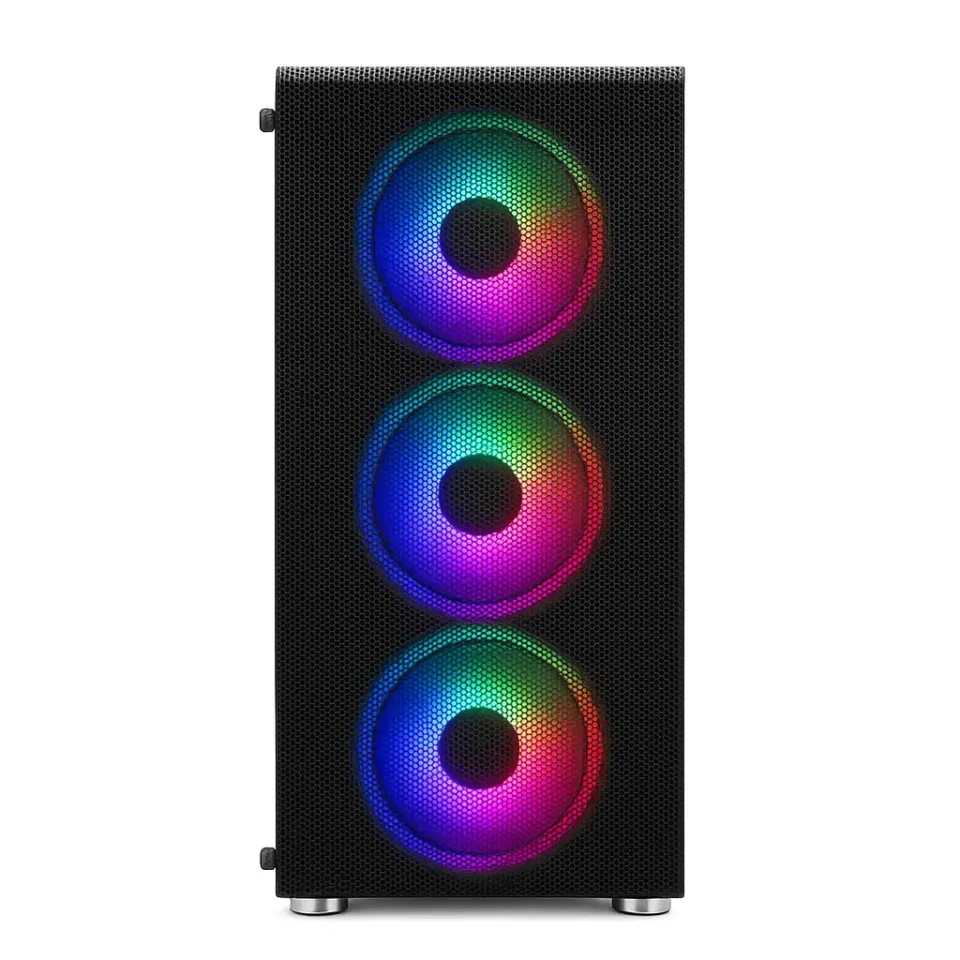 1stCOOL Middle Tower RAINBOW 4, ATX black černý, bez zdroje, fulltower ATX (2xUSB2+ 1xUSB3+ Audio+ Transparentní bočnice) (PC case)
