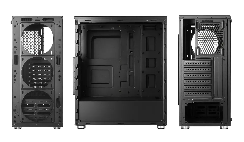 1stCOOL Middle Tower RAINBOW 4, ATX black černý, bez zdroje, fulltower ATX (2xUSB2+ 1xUSB3+ Audio+ Transparentní bočnice) (PC case)