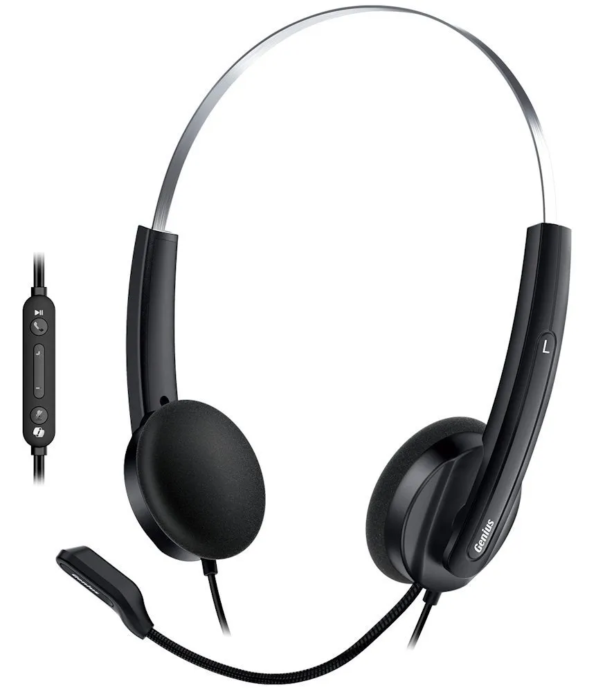Genius HS-220U AI,Headset, náhlavní, drátový, s mikrofonem, ovl. hlasitosti, Cop