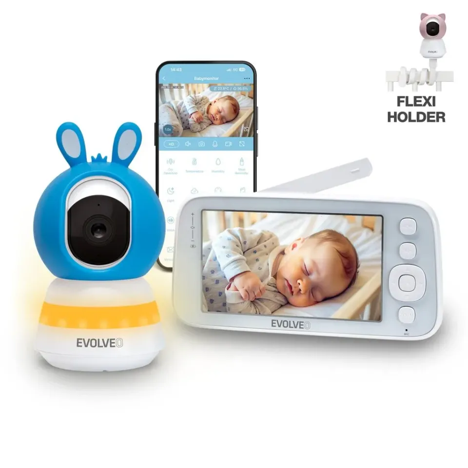 EVOLVEO Baby Monitor N5 - Set videochůvičky s 360° dohledem, obousměrnou komunik