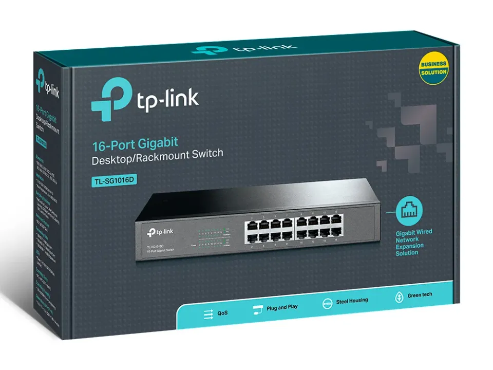 TP-LINK TL-SG1016D GBit switch, 16port 16x 10/100/1000 Mbs, 16port, desktop, snížená spotřeba ECO