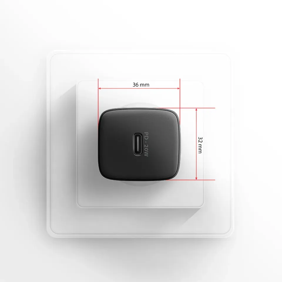 AXAGON ACU-PD20, nabíječka do sítě 20W, 1x port USB-C, PD3.0/PPS/QC4+/AFC/Apple,