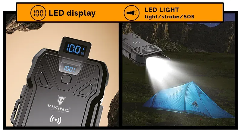 Viking solární outdoorová powerbanka TYR I 10000 mAh, bezdrátové nabíjení
