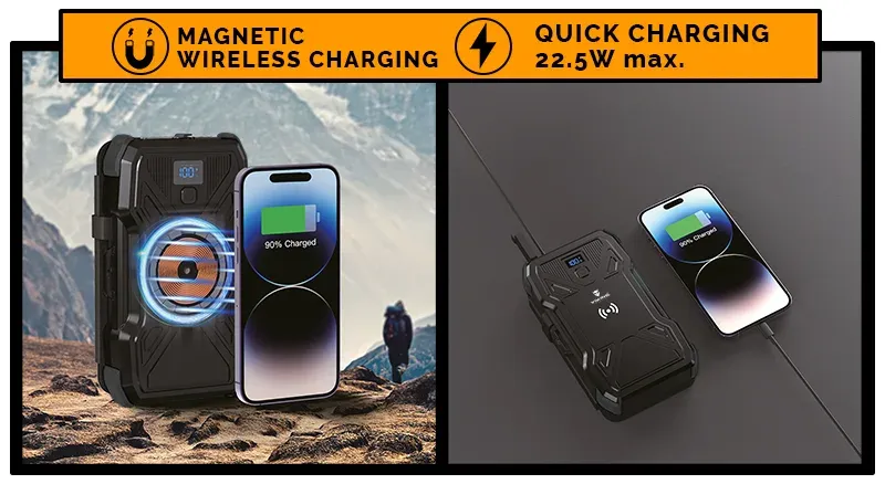 Viking solární outdoorová powerbanka TYR I 10000 mAh, bezdrátové nabíjení