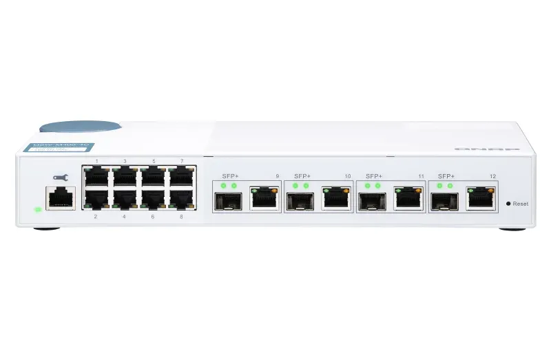 QNAP řízený switch QSW-M408-4C (12 portů: 8x Gigabit port + 4x 10G SFP+ / 10GbE kombo porty)