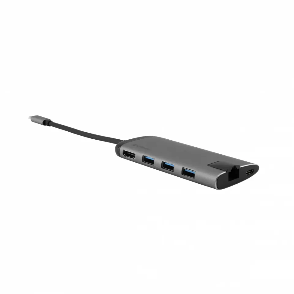 VERBATIM Dokovací stanice USB-C 7v1, 1xHDMI, 1xUSB-C, 3xUSB, 1xRJ45, čtečka SD karet, šedá