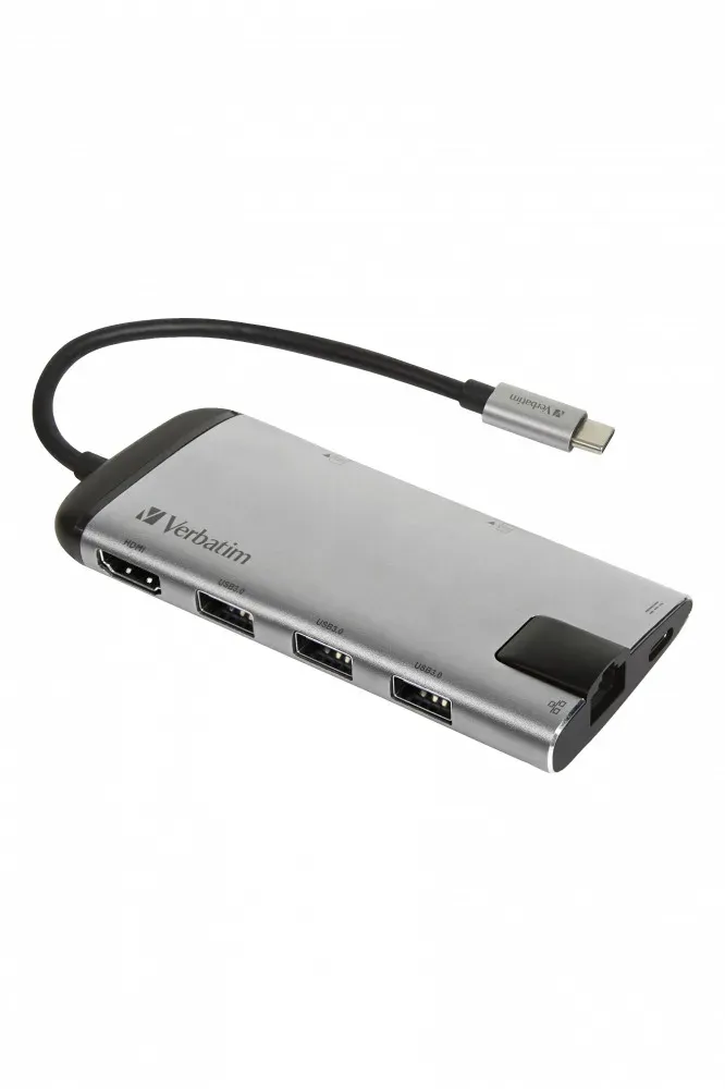 VERBATIM Dokovací stanice USB-C 7v1, 1xHDMI, 1xUSB-C, 3xUSB, 1xRJ45, čtečka SD karet, šedá