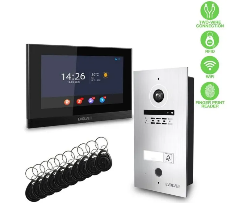 EVOLVEO DoorPhone ID-1, 2drátový videotelefon s RFID, otiskem prstu a podporou O