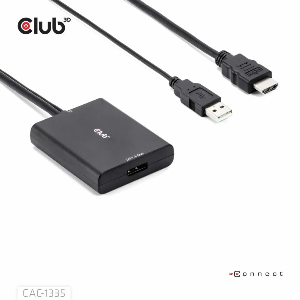 Club3D Adaptér HDMI + Micro USB na DisplayPort 4K120Hz/8K30Hz, Active Adapter M/F