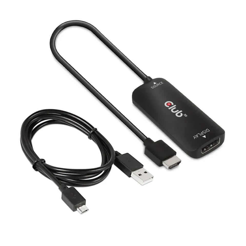 Club3D Adaptér HDMI + Micro USB na DisplayPort 4K120Hz/8K30Hz, Active Adapter M/F