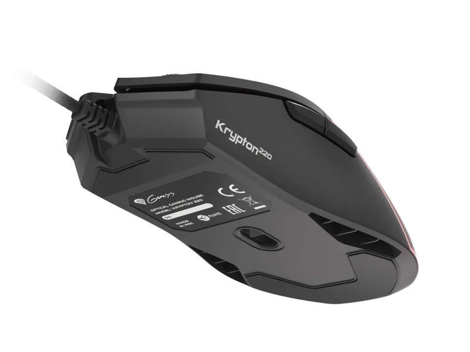 Genesis herní optická myš KRYPTON 220/RGB/6400 DPI/Herní/Optická/6 000 DPI/Drátová USB/Černá