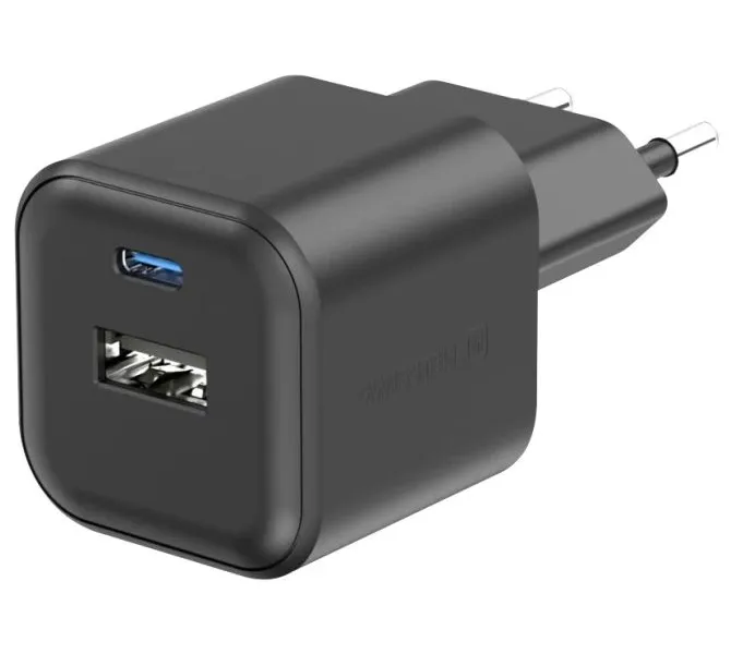 Swissten síťový adaptér gan 1x usb-c 35w pd + 1x usb-a 27w qc černý
