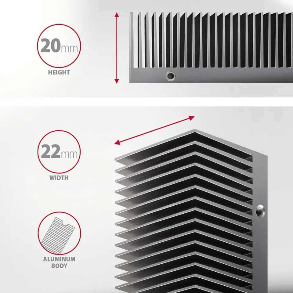 AXAGON CLR-M2XT, hliníkový pasivní chladič pro jedno i oboustranný M.2 SSD disk,
