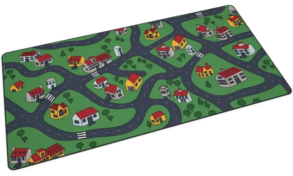 Krux podložka na stůl Space City MAX / 60x120 cm / voděodolná / design dětské město