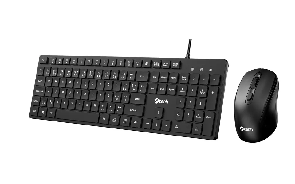 C-TECH KBM-108, drátový combo set s myší, multimediální,nízkoprofilové klávesy,
