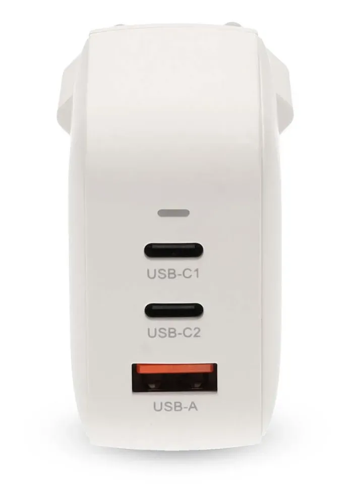 NEDIS síťová nabíječka/ 70 W/ PD 3.0/ rychlé nabíjení/ 1.5 / 2.25 / 2.5 / 3.0 / 3.5 A/ USB-A/ 2x USB-C/ bílá