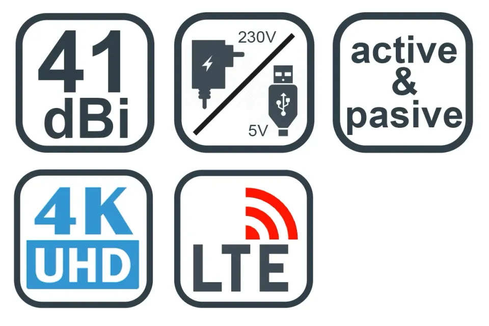EVOLVEO Xany 2C LTE, 41dBi aktivní pokojová anténa DVB-T/T2, LTE filtr