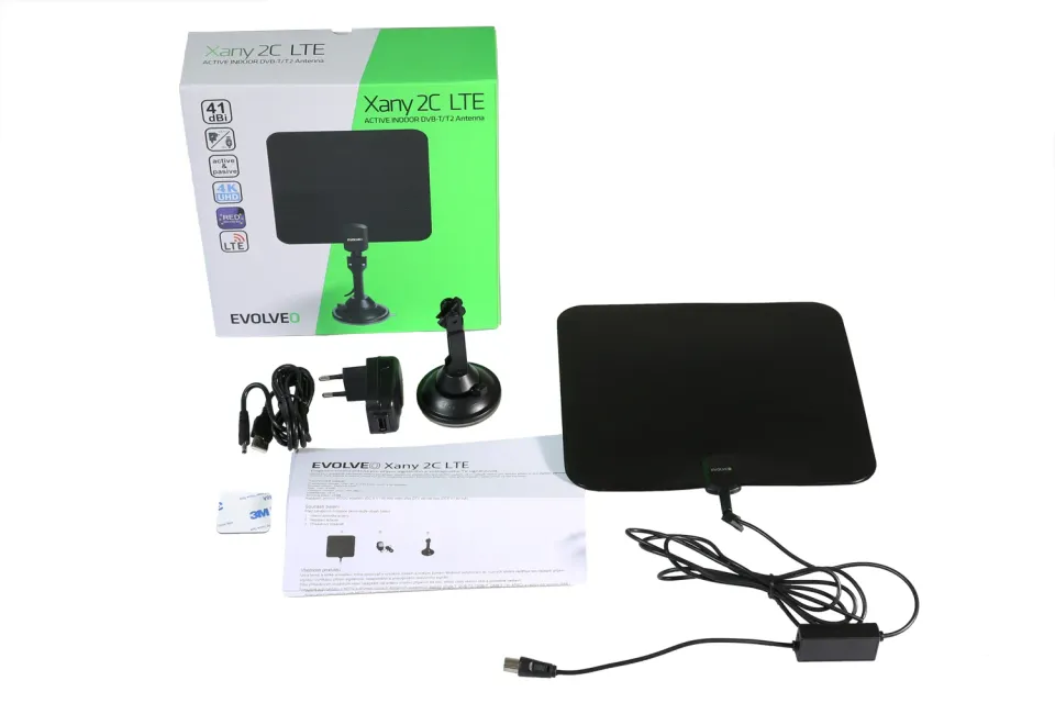 EVOLVEO Xany 2C LTE, 41dBi aktivní pokojová anténa DVB-T/T2, LTE filtr