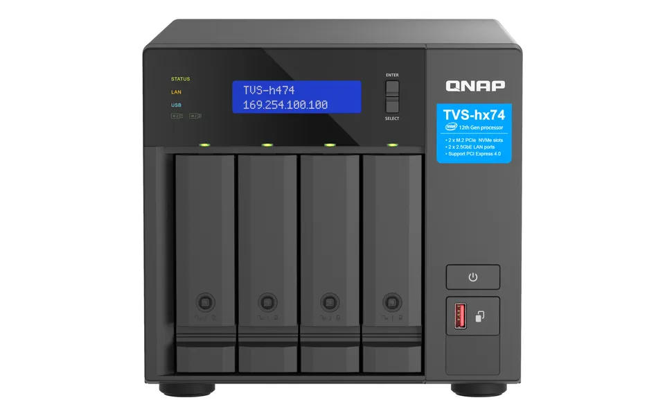 QNAP TVS-h474-i3-8G (4core 4,3GHz, ZFS, 16GB RAM, 4x SATA, 2x M.2 NVMe, 2x PCIe, 2x 2,5GbE, HDMI)