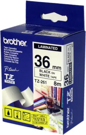 Brother - TZe-261, bílá / černá (36mm, lamin.)