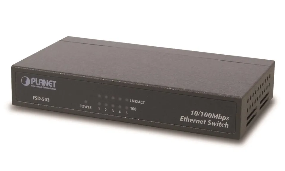 Planet FSD-503 switch 5x 10/100Base-TX, 10", kov, fanless