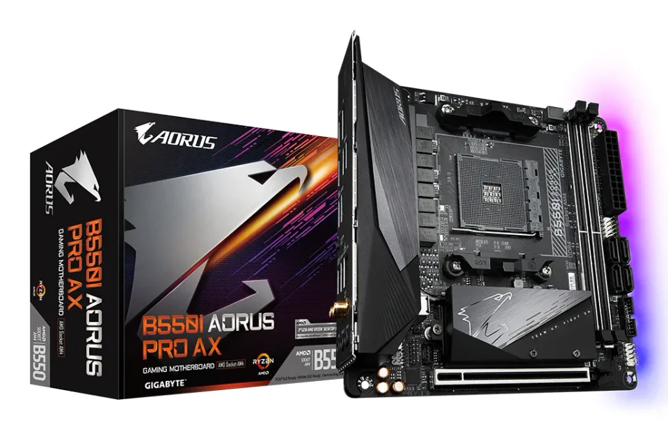 GIGABYTE MB Sc AM4 B550 I AORUS PRO AX, AMD B550I, 2 x DDR4, Wi-Fi, HDMI