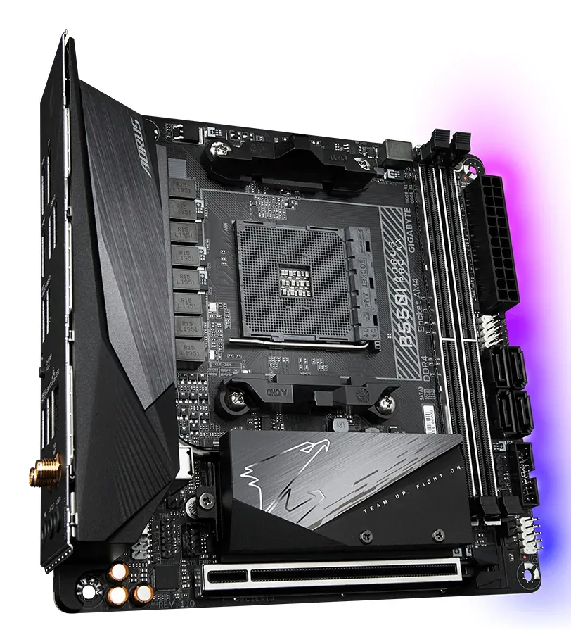 GIGABYTE MB Sc AM4 B550 I AORUS PRO AX, AMD B550I, 2 x DDR4, Wi-Fi, HDMI