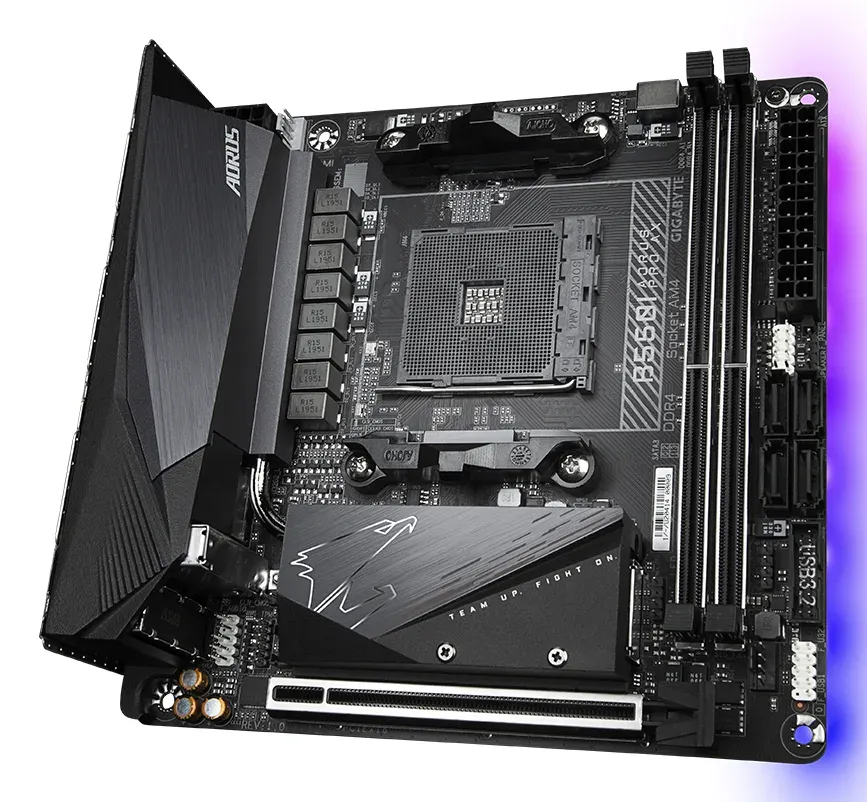 GIGABYTE MB Sc AM4 B550 I AORUS PRO AX, AMD B550I, 2 x DDR4, Wi-Fi, HDMI