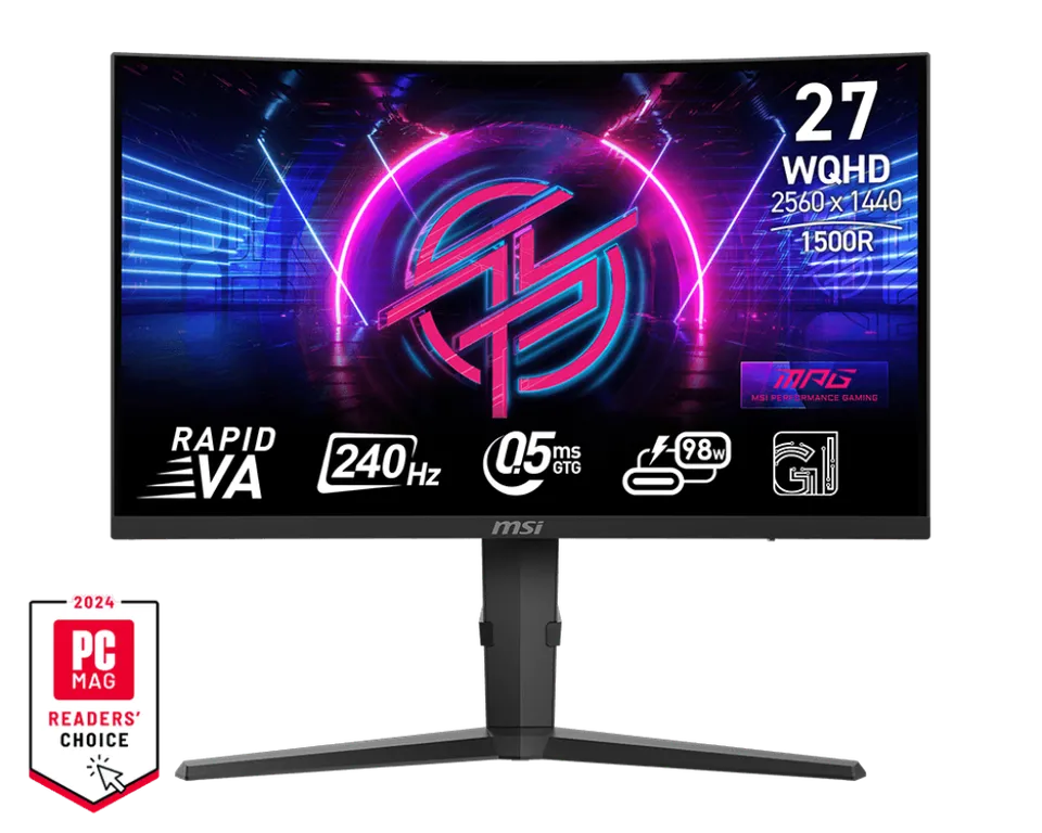 MSI Gaming monitor MPG 275CQRXF 27" Rapid VA zakřivený/2560x1440 WQHD/240Hz/0,5m