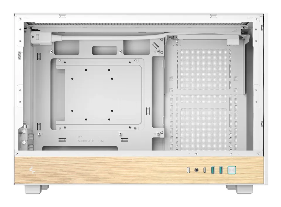 DEEPCOOL Case CH260 WOOD WH, mATX, Průhledná bočnice, bílo-dřevěná