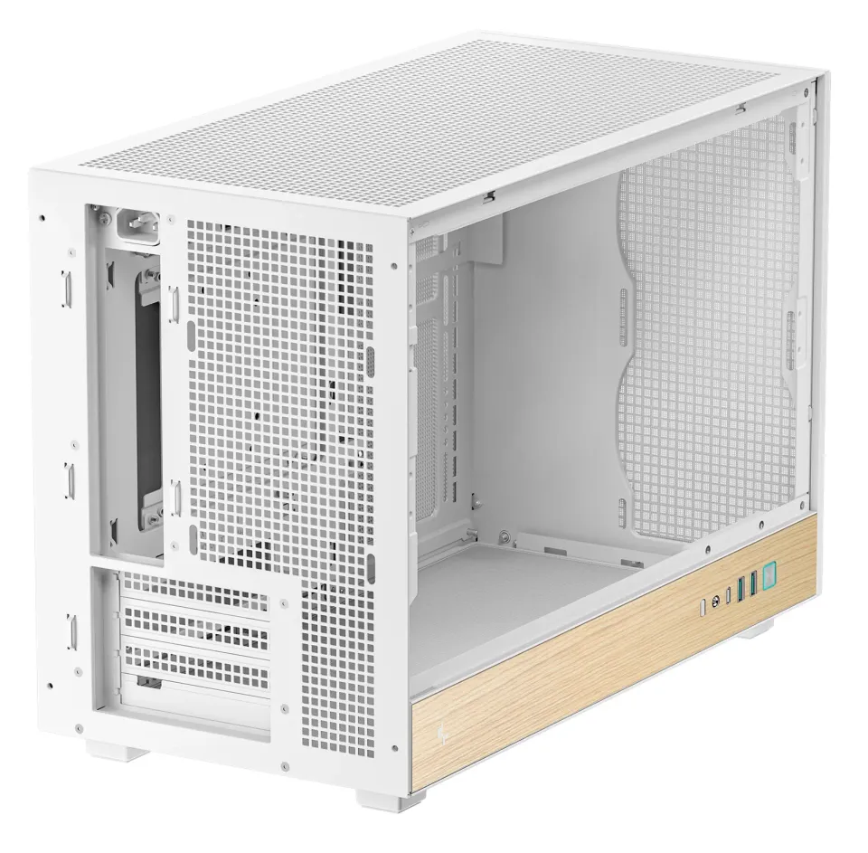 DEEPCOOL Case CH260 WOOD WH, mATX, Průhledná bočnice, bílo-dřevěná