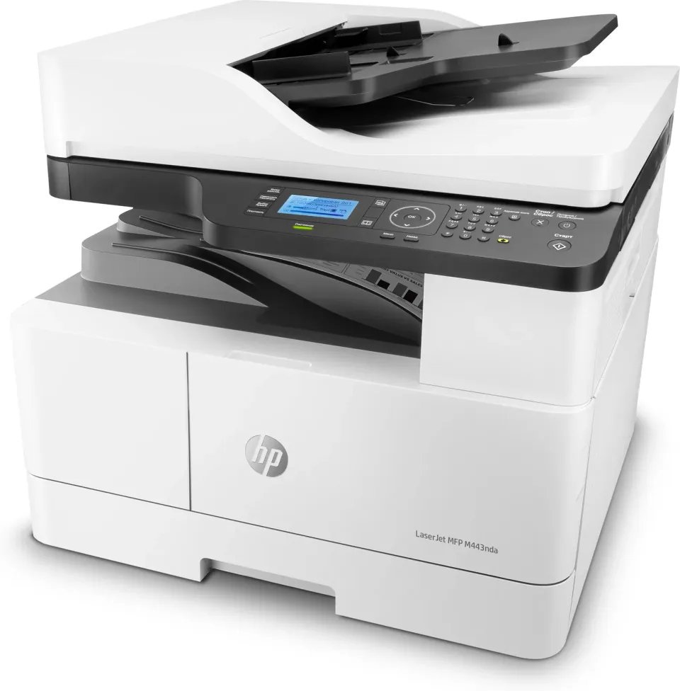 HP LaserJet MFP M443nda – černobílá laserová multifunkce A3 (tisk, kopírování, sken), duplex, podavač dokumentů, Ethernet