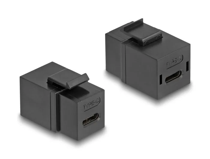 Delock Keystone Module USB 2.0 Type-C, ze zásuvkového na zásuvkový, černý