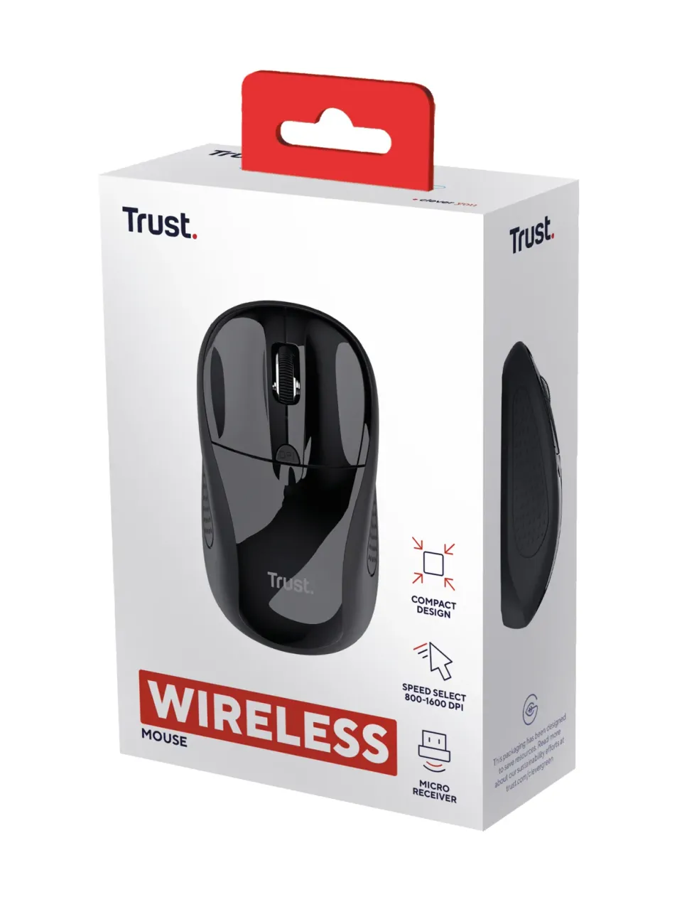 TRUST BASICS/Kancelářská/Optická/1 600 DPI/Bezdrátová USB/Černá