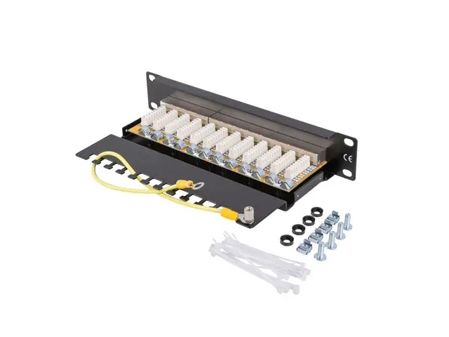 LANBERG PATCH PANEL 12PORT 1U 10" CAT.6 FTP STÍNĚNÝ ČERNÝ