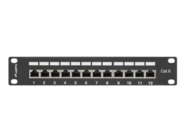 LANBERG PATCH PANEL 12PORT 1U 10" CAT.6 FTP STÍNĚNÝ ČERNÝ