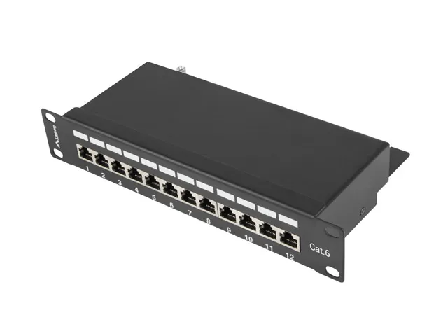 LANBERG PATCH PANEL 12PORT 1U 10" CAT.6 FTP STÍNĚNÝ ČERNÝ